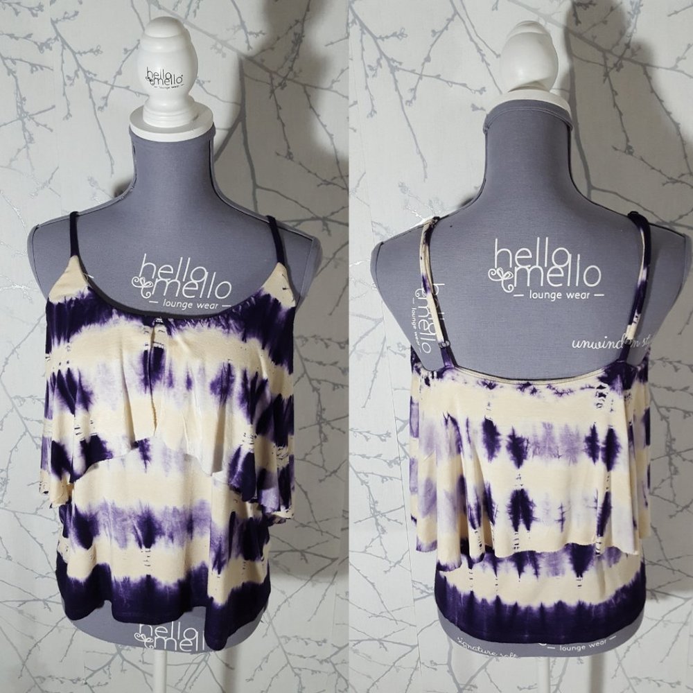 Gypsy 05 Tie Dye Bamboo Blend Tiered Strappy Tank Top